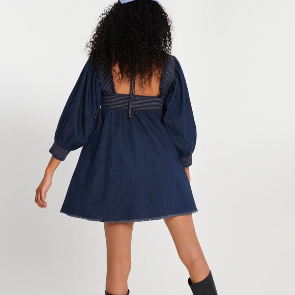 NWOT Free People This Is Everything Denim Mini Dress size XS - Picture 3 of 9